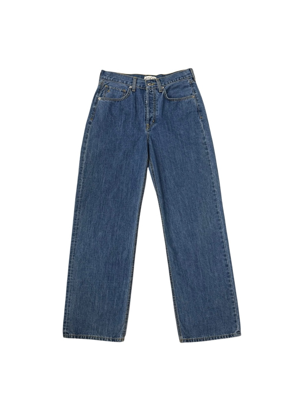 Etica Stanton Jeans Women's 27 Blue Fistral Denim Relaxed Wide Leg Button Fly